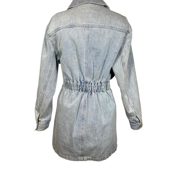 Whiteroom + Cactus Denim Long Sleeve Full Zip Mini Dress Light Wash Blue Size M - Picture 9 of 16